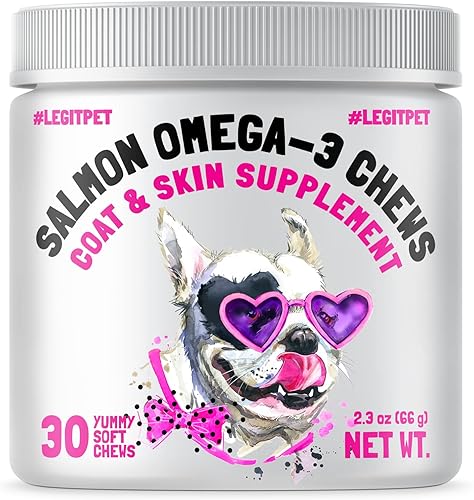 Omega 3 Alaskan Salmon Oil Treats for Dogs 30 Fish Oil Chew Supplement Skin and Coat Allergy and Picch Relief Hip & Joint Health Brain Shots Omega 3 Alaskan Salmon Oil Treats for Dogs 30 Fish Oil Chew Supplement Skin and Coat Allergy and Picch Relief Hip & Joint Health Brain Shots