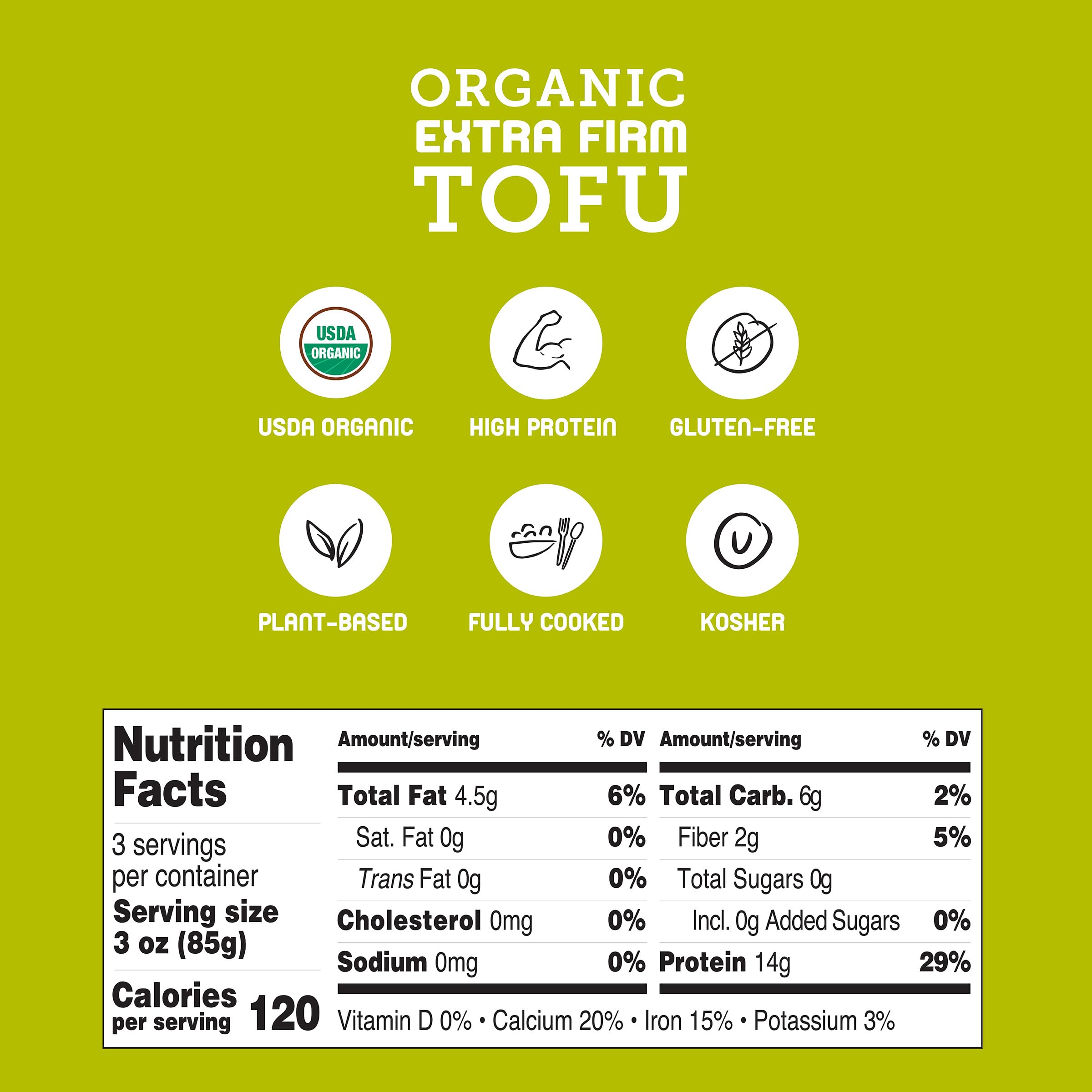 Hodo Extra Firm Organic Tofu 48g Protein 96 Daily Value per Pkg Great in Air Fryer or Soup — view 3