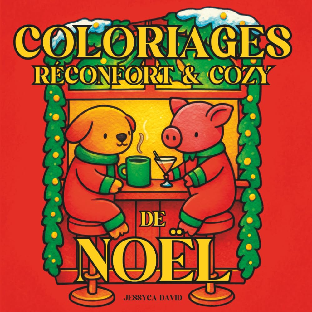Coloriages réconfort & cozy de Noël – Cahier de coloriage mignon et apaisant pour adultes & ados | Scènes hivernales lumineuses, animaux adorables & ... à colorier de Noël réconfortant pour ralentir