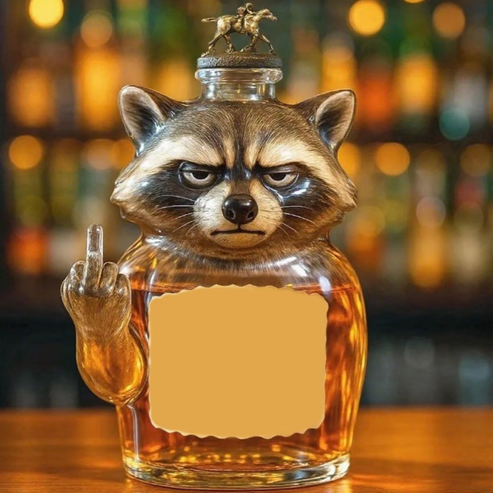 300ML Decantador Whisky - Arte Estatua, Decantador De Whisky Con Forma De Mapache En 3D, Botella De Whisky Con Temática Animal, Regalo Novedoso Para Decoración De Bar En Casa(B)