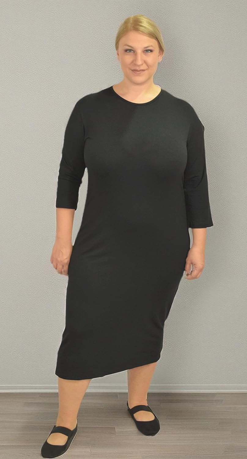 Kosher Casual Women's Modest Knee Length 3/4 Sleeve Layering Midi Dress - Image 7