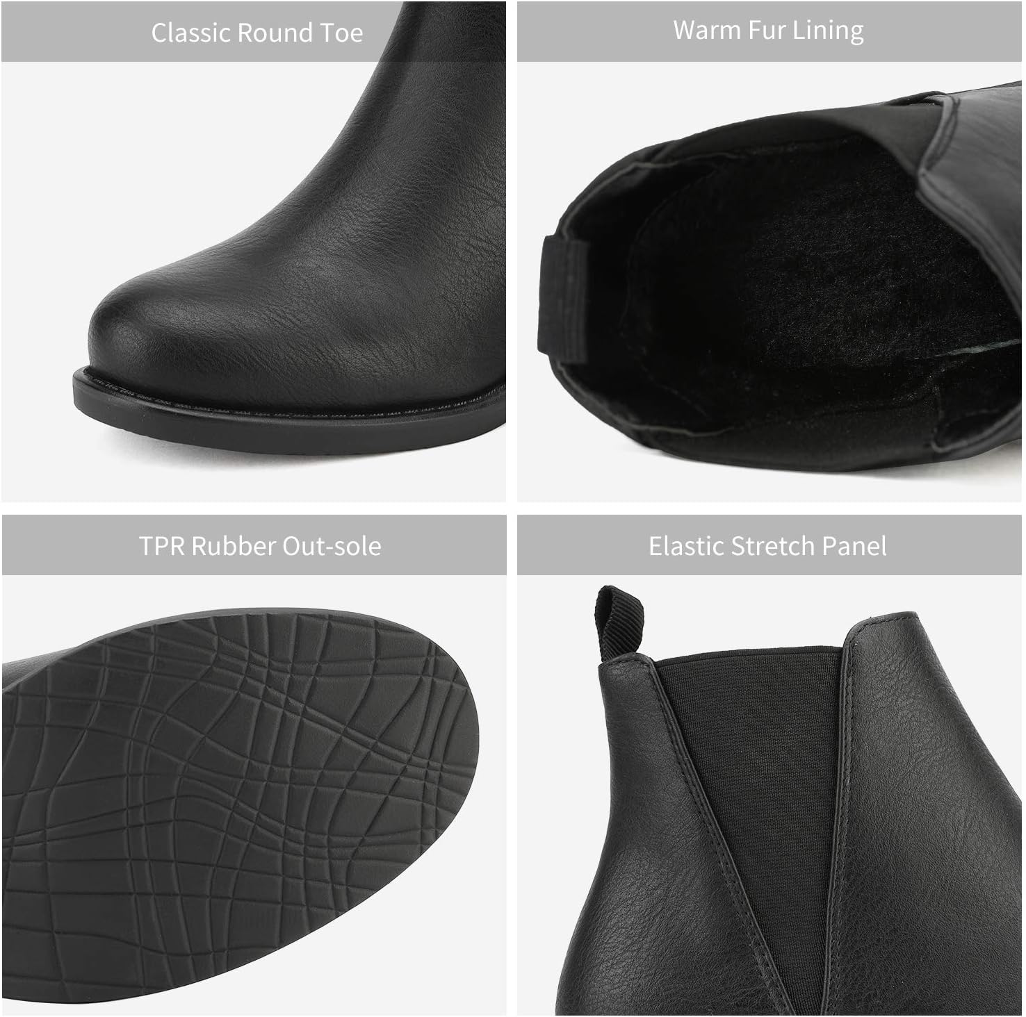 DREAM PAIRS Women's Ankle Boots Chunky Low Heel Chelsea Booties Slip On Elastic Fall Short Boots - Image 5