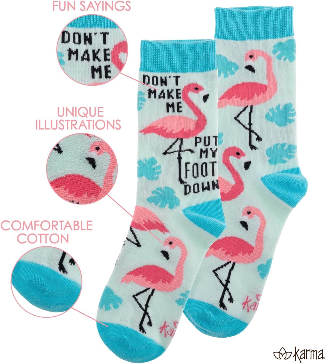 Karma Lets Split Crew Socks - Cute and Funny Socks for Women - Bright and Colorful Designs - One Size Fits Most - Bananas - Image 4