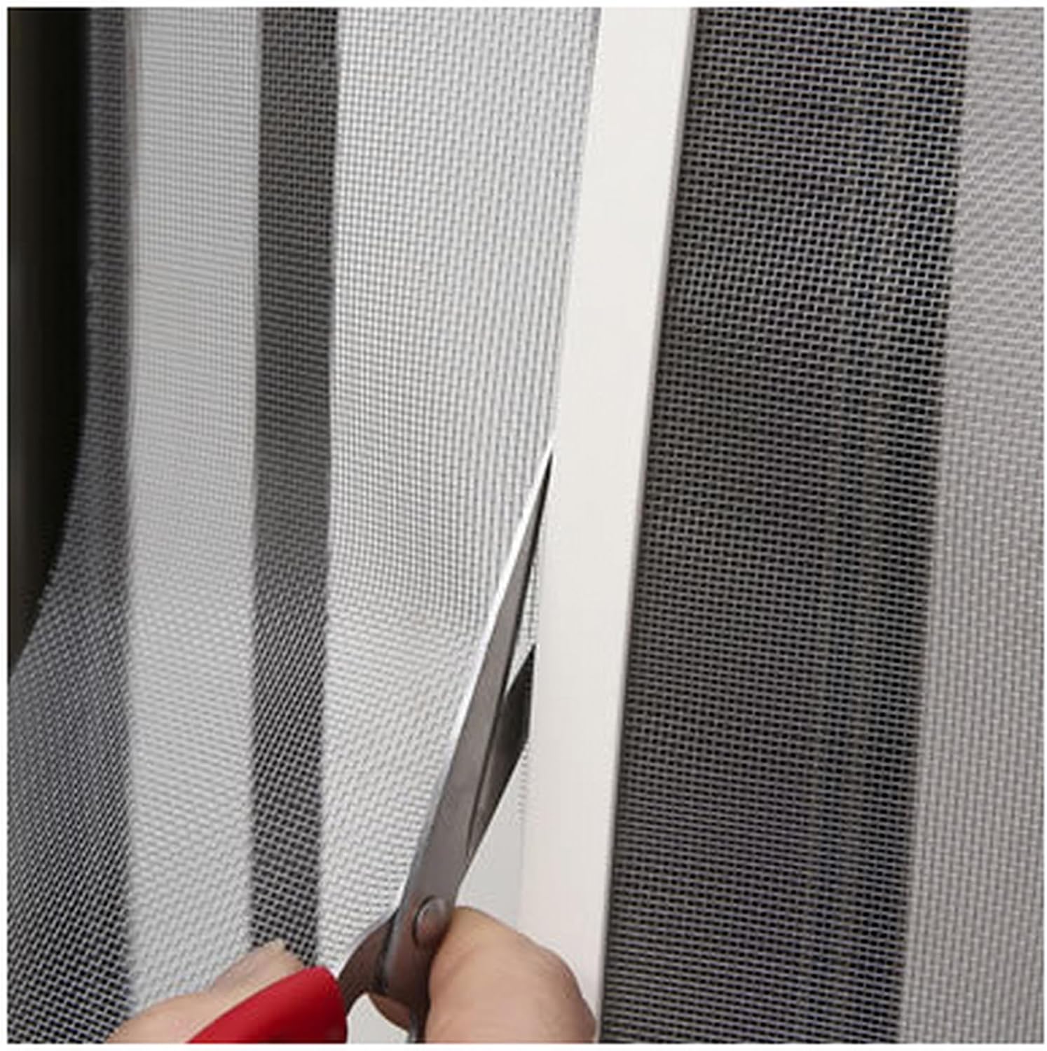 Liveinu Magnetic Window Screen, Adjustable DIY Window Screen Replacement, Fiberglass Mesh for Sliding/Swing/Top-Hung, Fits Wood/Iron/PVC Frames, Dark Grey Frame Black Mesh, 34" x 56"