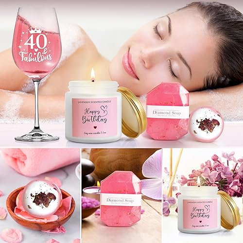 Miniatura 5 de Regalos de cumpleaños número 40 para mujeres, regalos de 40 y fabulosos, cesta de regalos de cumpleaños 40, ideas de regalos de cumpleaños 40 para