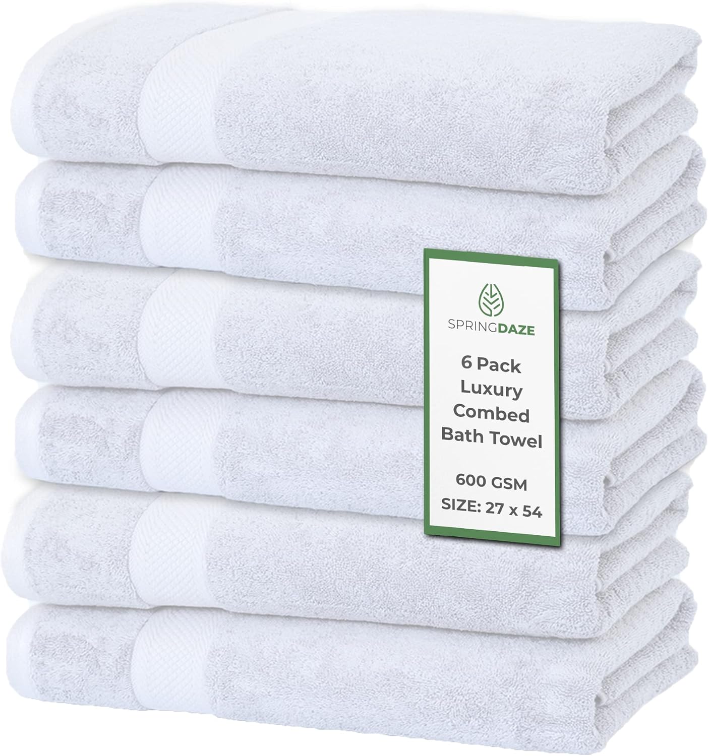 Bath Towels Set, 600 GSM 100 Cotton 27x546 Large White