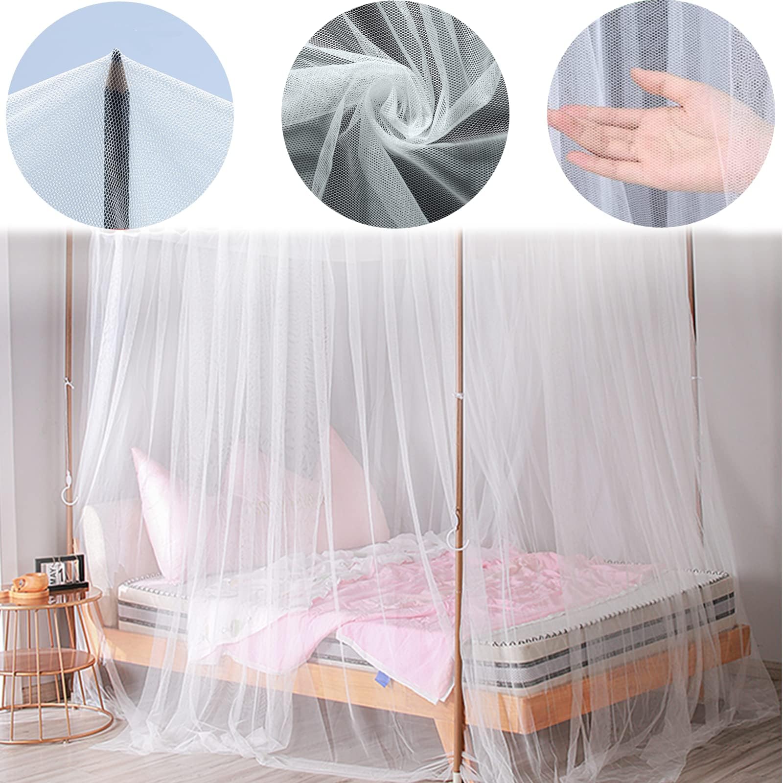 Aoreun Moustiquaire de Lit, Moustiquaire Carrée Universelle, Grand