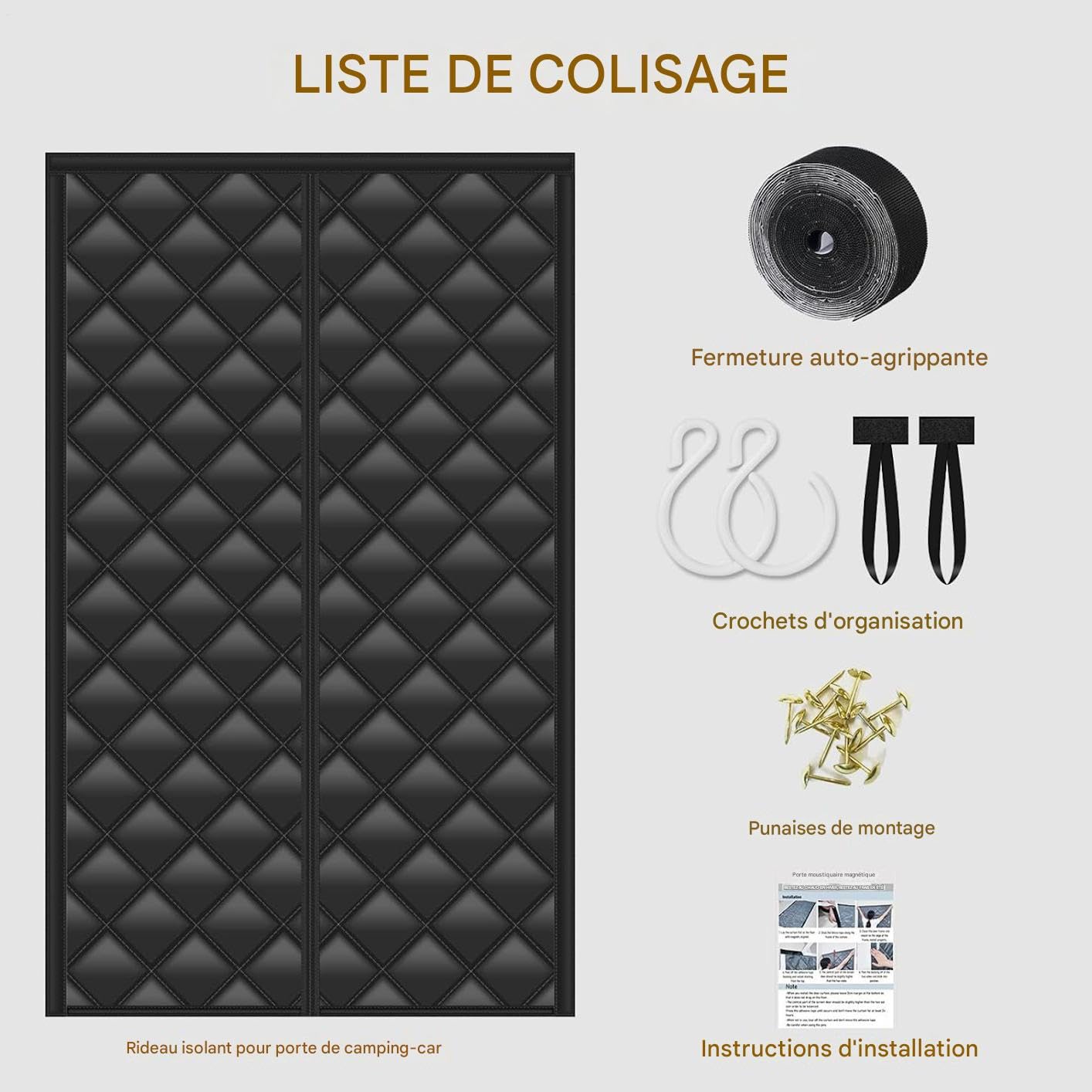 Rideaux Isolants pour Porte De Camping-Car Écran Anti-Vent 84 x 203 cm