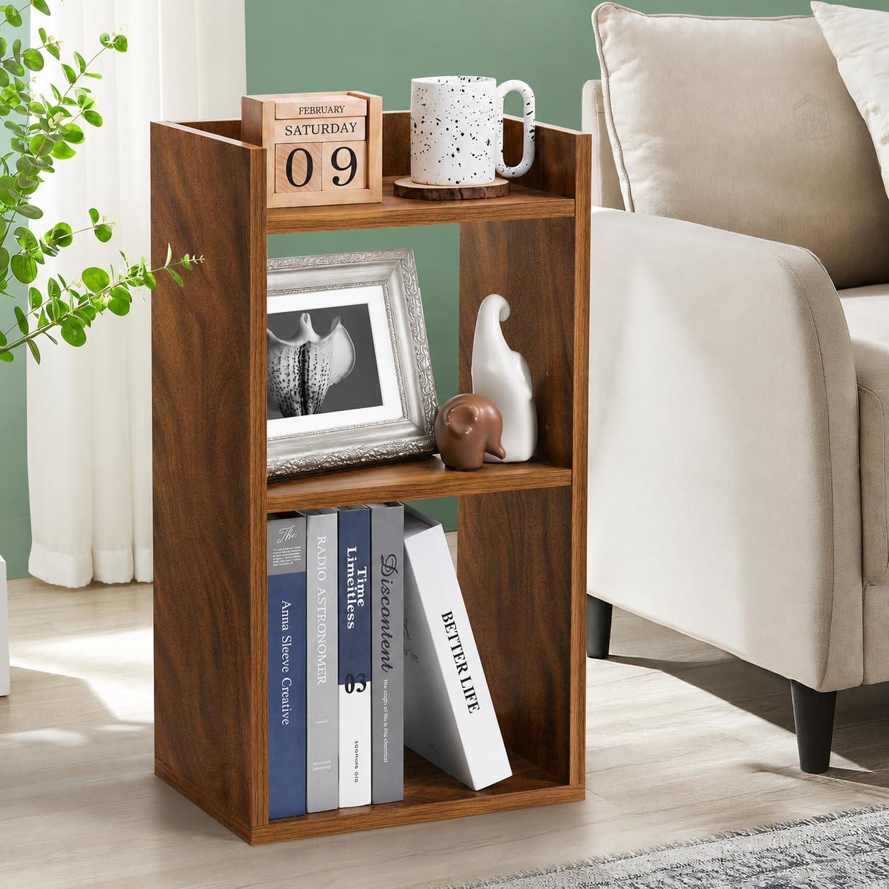 Dime Store Wooden 3 Tier Book Shelf for Home & Office | Multipurpose Engineered Wood Bookcase Storage Rack | Modern Display Organizer for Books, Décor, Living Room & Bedroom-image-37