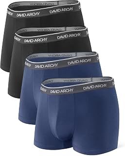 Men's 4 Pack Breathable Bamboo Rayon Trunks（L, Black/Navy Blue）