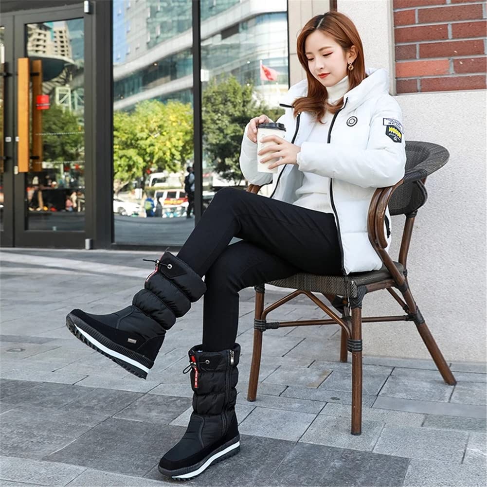 Botas de Nieve para Mujer con Cremallera Invierno diseñadas para brindar Comodidad, Botas Impermeables Antideslizantes con Forro de Piel escarchado y cálido