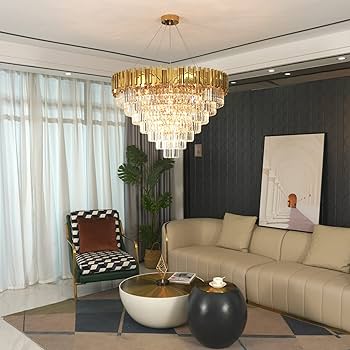 OSAIRUOS Large Crystal Chandelier Modern Round Chandeliers
