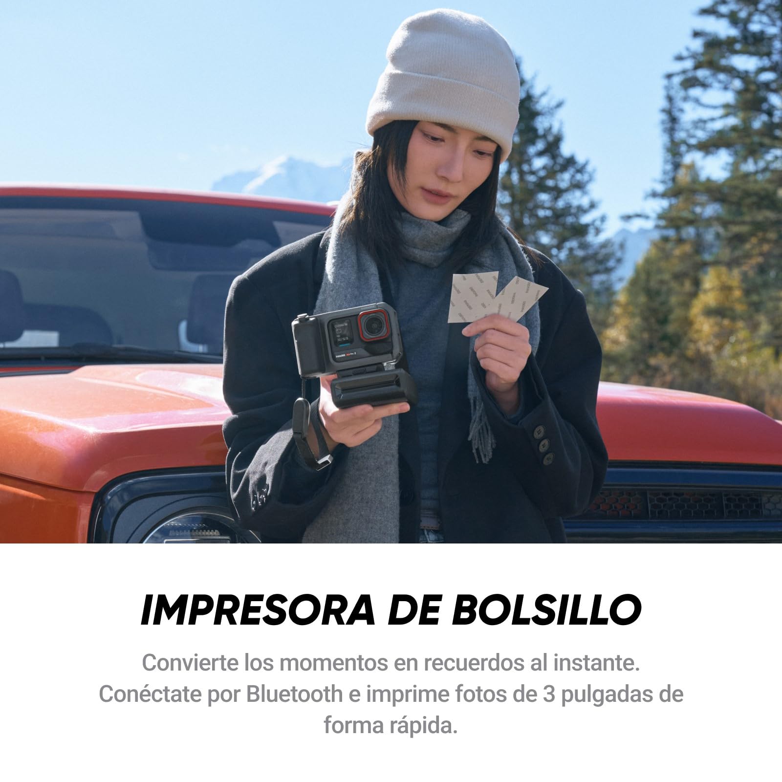 Insta360 Ace Pro 2 Paquete de impresión rápida–Cámara 8K rimpermeable 1/1.3", desarrollada Junto a Leica, con Doble Chip IA, Gran Rendimiento, empuñadura Xplorer Pro e Impresora portátil