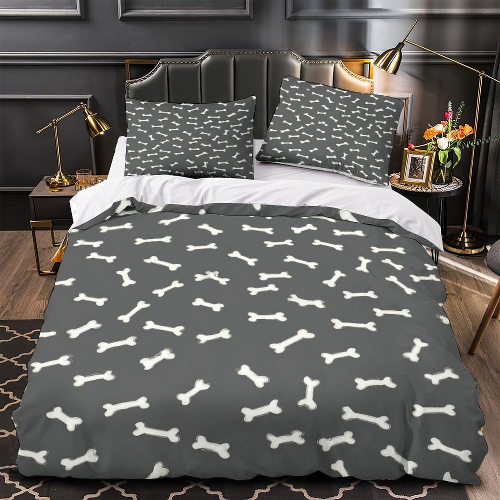 Housse de couette modèle osseux 3D en microfibre 140x200 cm