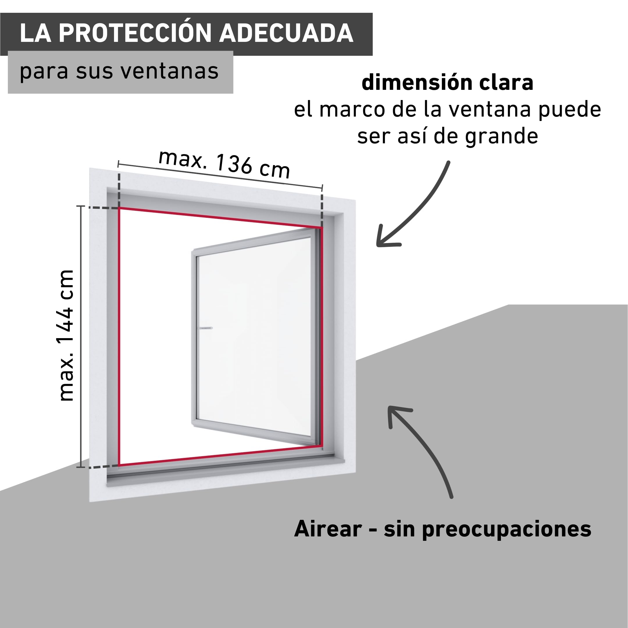 Windhager Mosquitera Marco Tensor Plus, mosquitera Marco de Aluminio para Ventanas 140 x 150 cm, Blanco, 04328