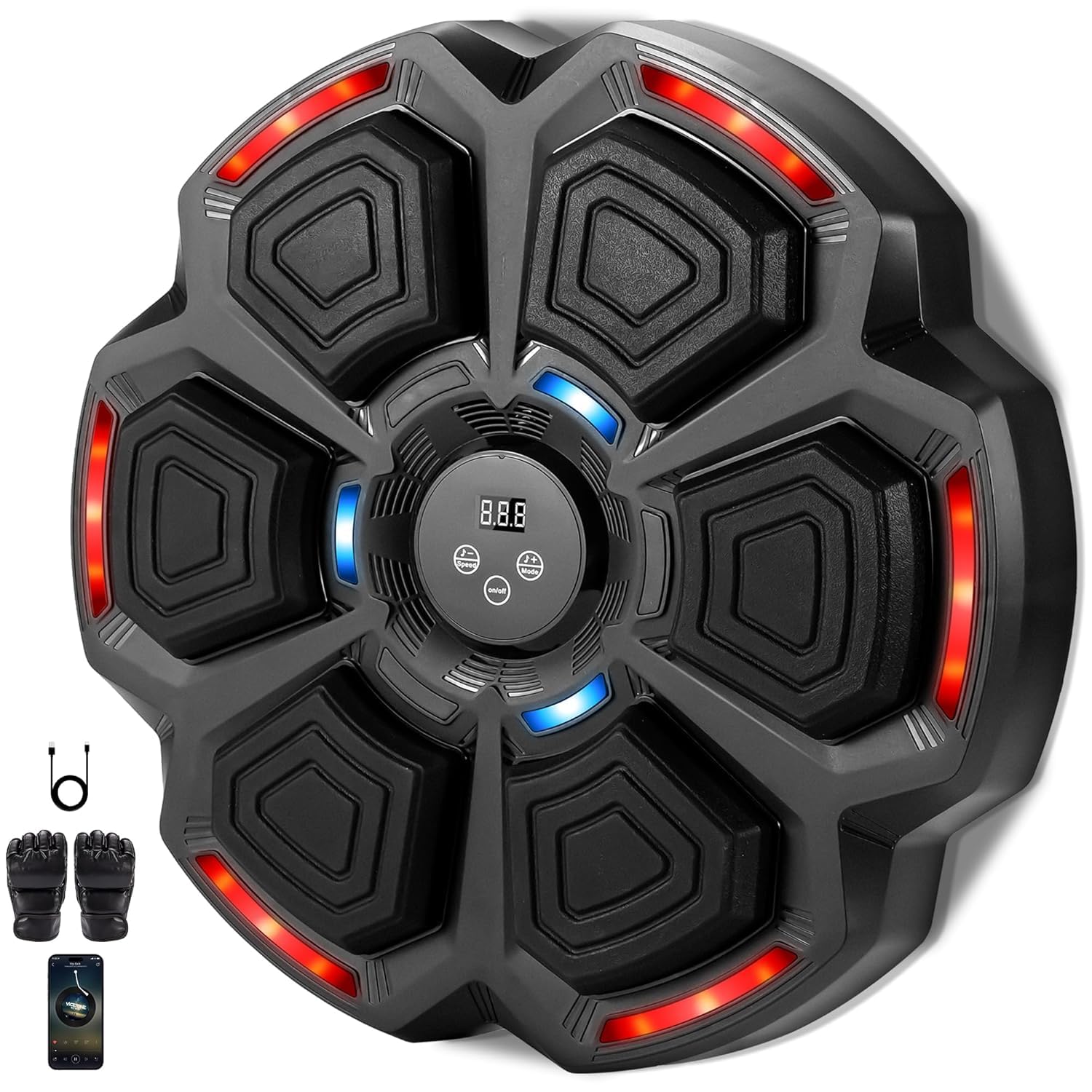 Drumstone (𝟏𝟓 𝐘𝐞𝐚𝐫𝐬 𝐖𝐚𝐫𝐫𝐚𝐧𝐭𝐲) Music Boxing Machine with 6 Punch Pads, Large Interactive Punching Target Wall Mounted with Gloves for Adults & Kids, Fun Fitness, Reflex & Stress Relief-picture-28
