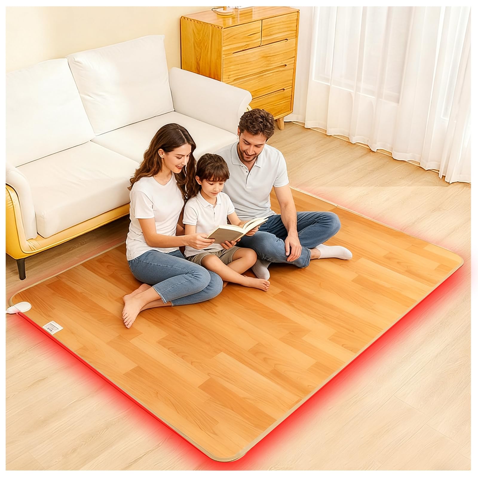 Esterilla eléctrica grande con calefacción fácil de limpiar 60 niveles des ajuste des temperatura/temporizador de 12 horas para salón ideal para yoga,Natural,50×100cm