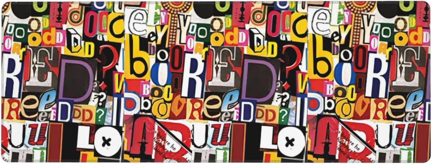 Letter and Number Desktop pad, 11.8x31.5 inch Long Keyboard pad, 3mm Anti Slip Base, fit for Home Office Work