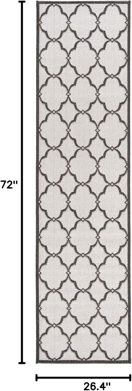SAFAVIEH Washable Rug Outdoor Beach House Collection - 2'2" x 6' Runner, Grey & Charcoal, Non-Shedding & Easy to Clean, Ideal for Patio, Backyard, Mudroom (BHS125A)