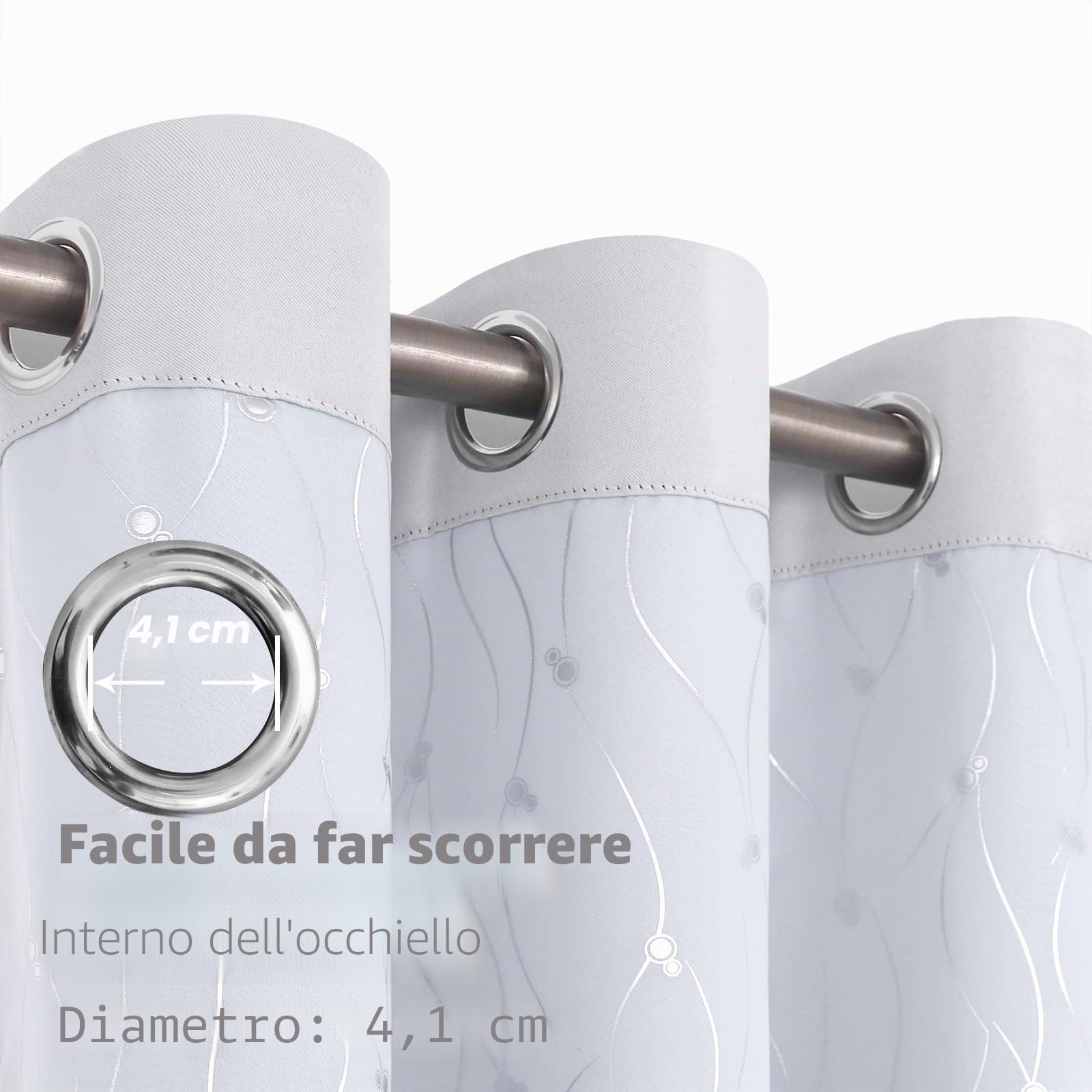 BGment Tende Oscuranti Bianche a Doppio Strato con Occhielli Argentati, Pannelli Isolanti Termici 2 Pezzi