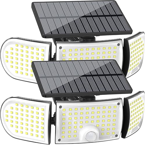 Solar Outdoor Security Lights with Motion Sensor, 2800LM High Brightness IP65 Waterproof Solar Wall Flood Light, 270 Wide Angle with 3 Modes for