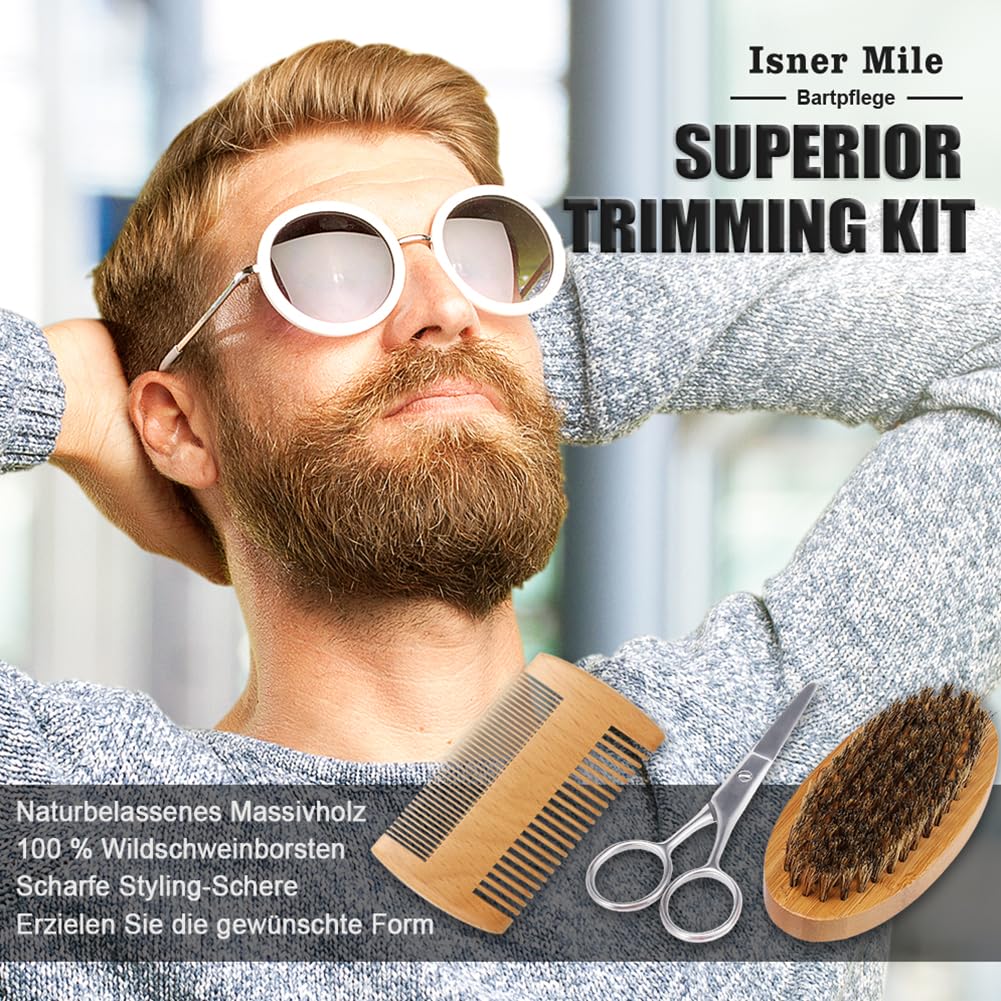 Bartpflege Set für Männer Alles-in-1: Bart Geschenke Geburtstagsgeschenk Weihnachtsgeschenke für Männer mit 40ML Bartöl, Bartbürste, Bartshampoo, Bartbalsam, Bartkamm & Rasiermesser, Männergeschenk