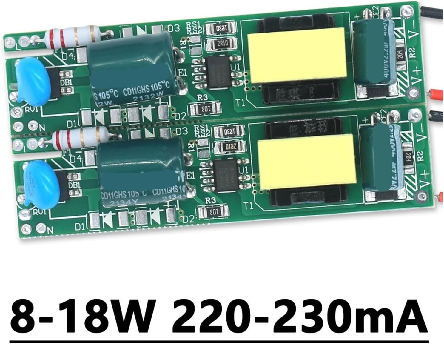 2 LED Drivers 8-18W LED Driver 220-230mA Power Supply Unit 270-280mA Lighting Transformer Input AC100-260V Power Adapter(8-18W 220-230mA 2Pcs)