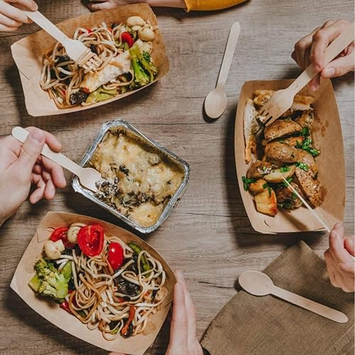 Miniatura 7 de Cubiertos de madera desechables  Utensilios compostables biodegradables de 6.3 pulgadas  Cucharas de madera natural para fiestas, camping, picnic,