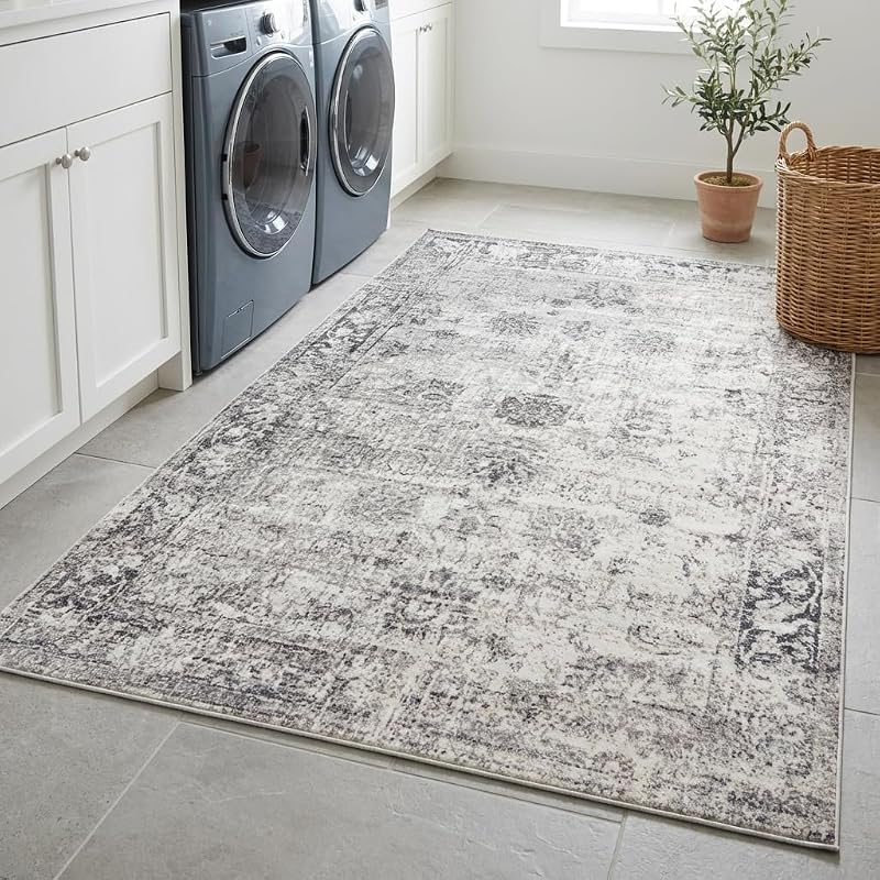 Alfombra de área de colección Sofia de telar único - Casino (rectángulo de 6' 1" x 9', gris/ beige)