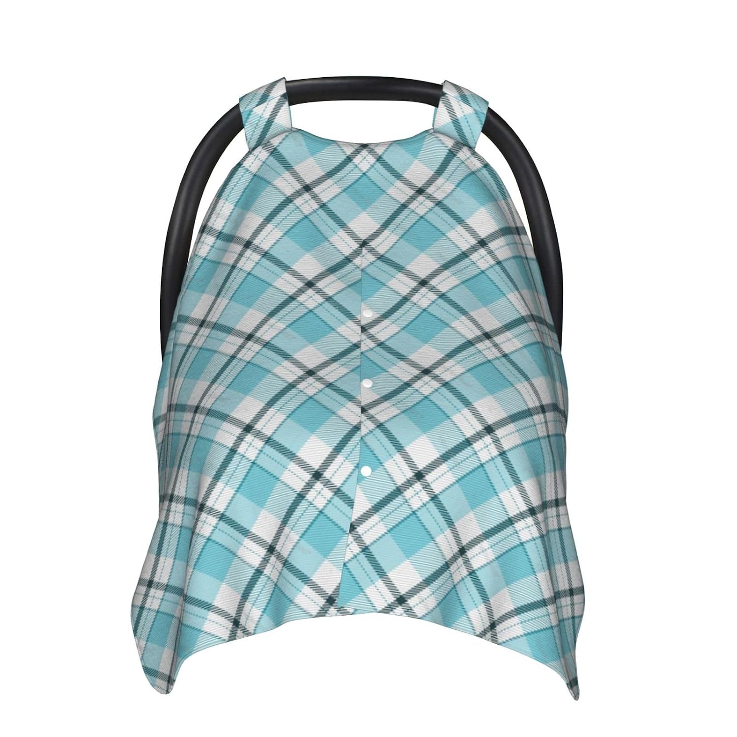 Blue Scottish Tartan Plaid Baby Car Seat Cover & Breastfeeding Nursing Cover - Breathable Stretch Fabric Multi-Use Nursing Cover for Breastfeeding