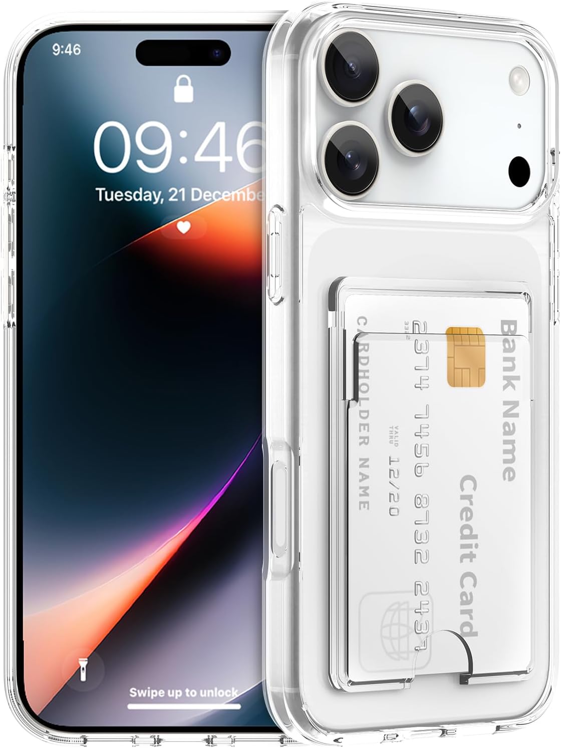 Gukalong Wallet Case for iPhone 17 Pro Max 6.9 Inch Hard PC Heavy Duty Shockproof Protection Anti-Scratch Phone Cover with Credit Card Holder ID Card Slot Anti-Yellowing Clear Case for Women Men