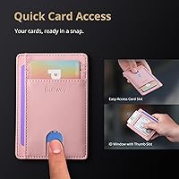 Vista 54 de Buffway - Billetera delgada minimalista de cuero con protección RFID para hombre y mujer Café Lichee