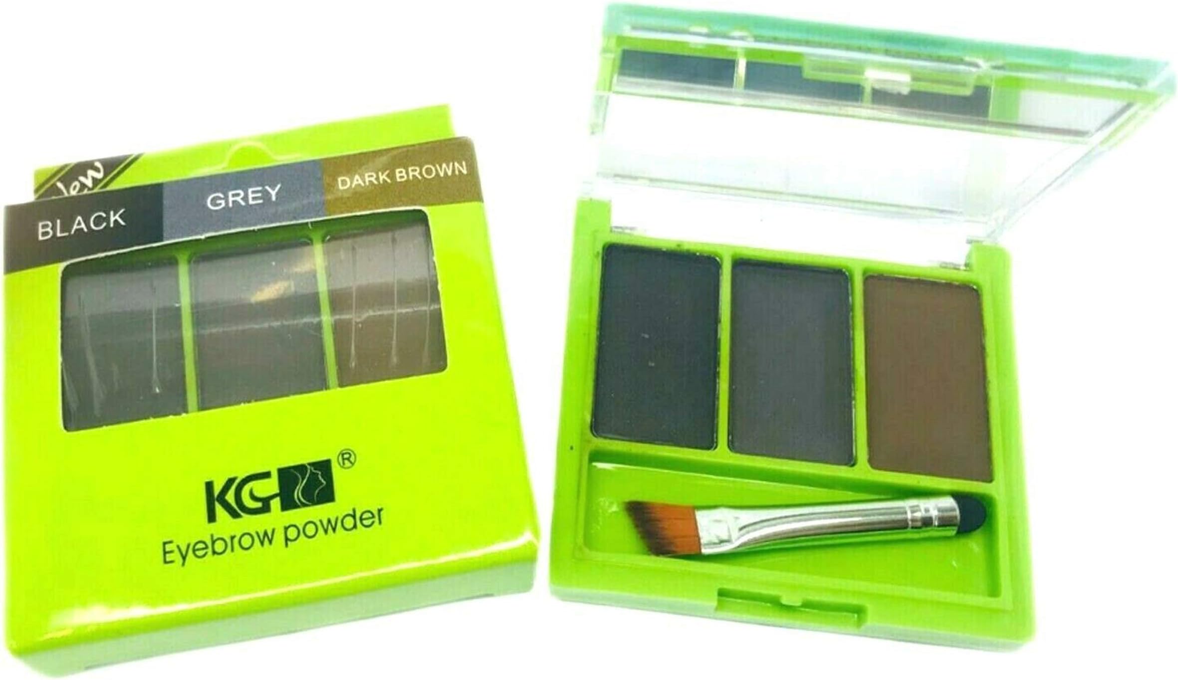 EYEBROW POWDER KIT BLACK + GREY + DARK BROWN BY KRAZY GIRL