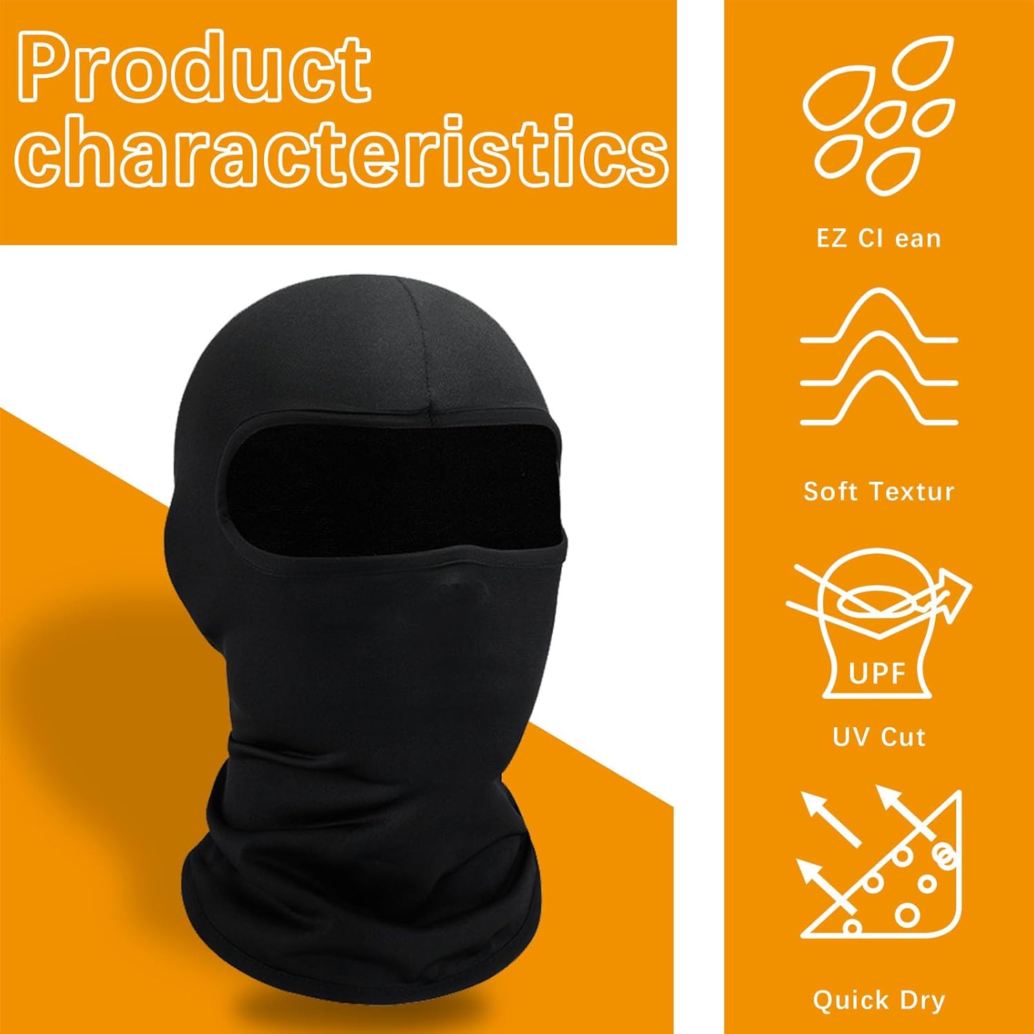 black Ski Mask for Men Balaclava,Summer Cooling Neck Gaiter UV Protector Ski Scarf for Men/Women sports mask - Image 6