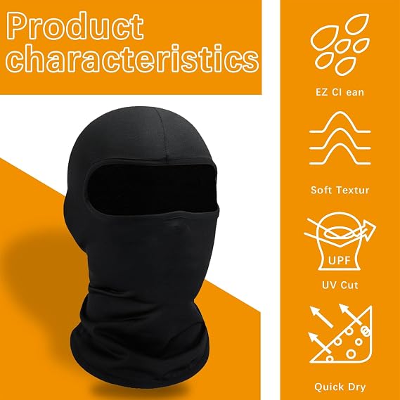 black Ski Mask for Men Balaclava,Summer Cooling Neck Gaiter UV Protector Ski Scarf for Men/Women sports mask