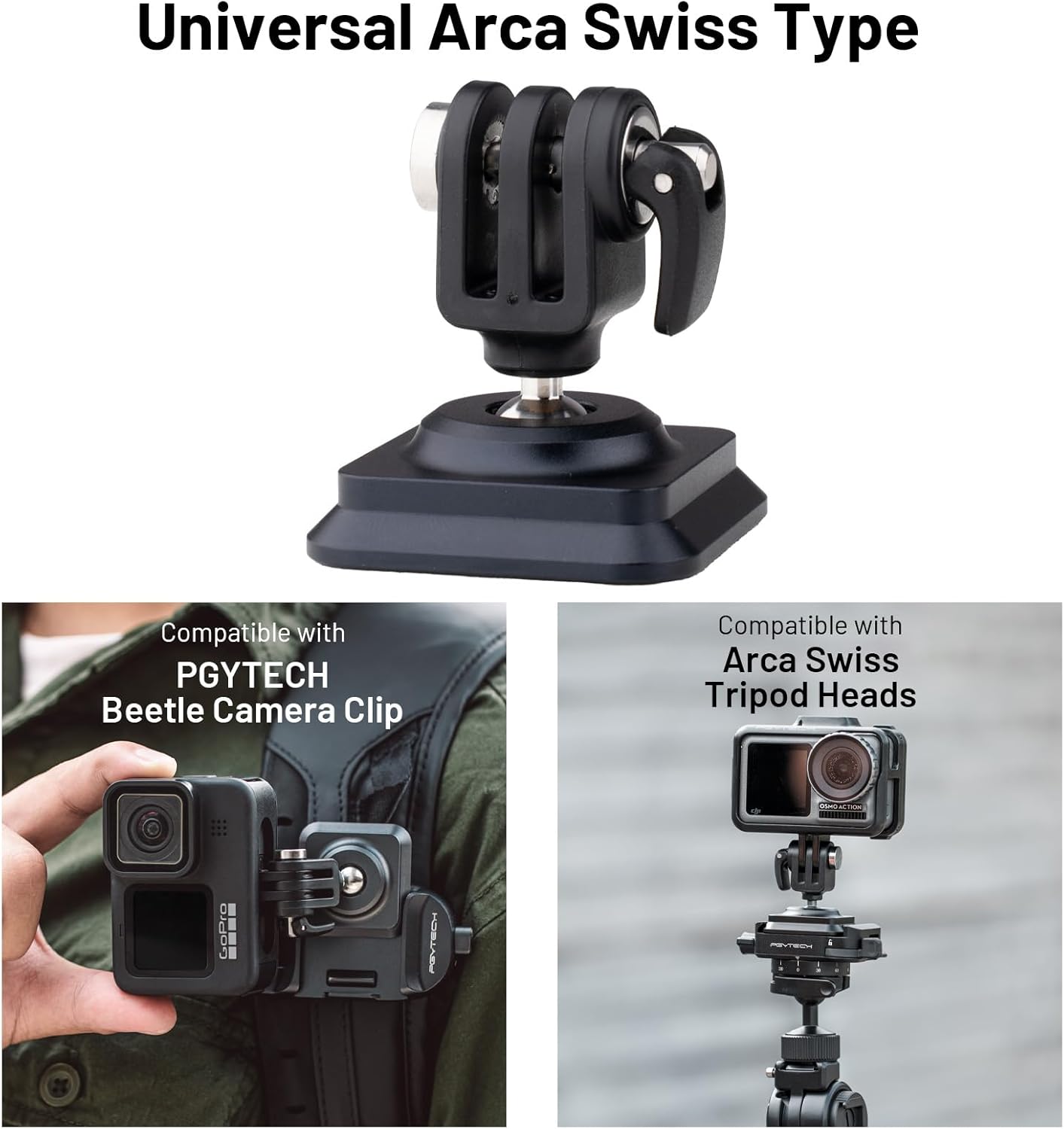 PGYTECH Action Camera Arca-Type Quick Release Plate, Aluminum Alloy Action Camera Mount for Gopro/Insta360/DJI Osmo Action/Pocket Most Action Cameras, Quick Connecting to Backpacks, Belts and tripods - Image 4