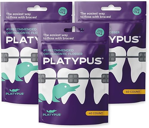 Platypus Hilo dental de ortodoncia para aparatos ortopédicos, 40 unidades (paquete de 3), púas ortográficas para adultos y niños, se adapta debajo