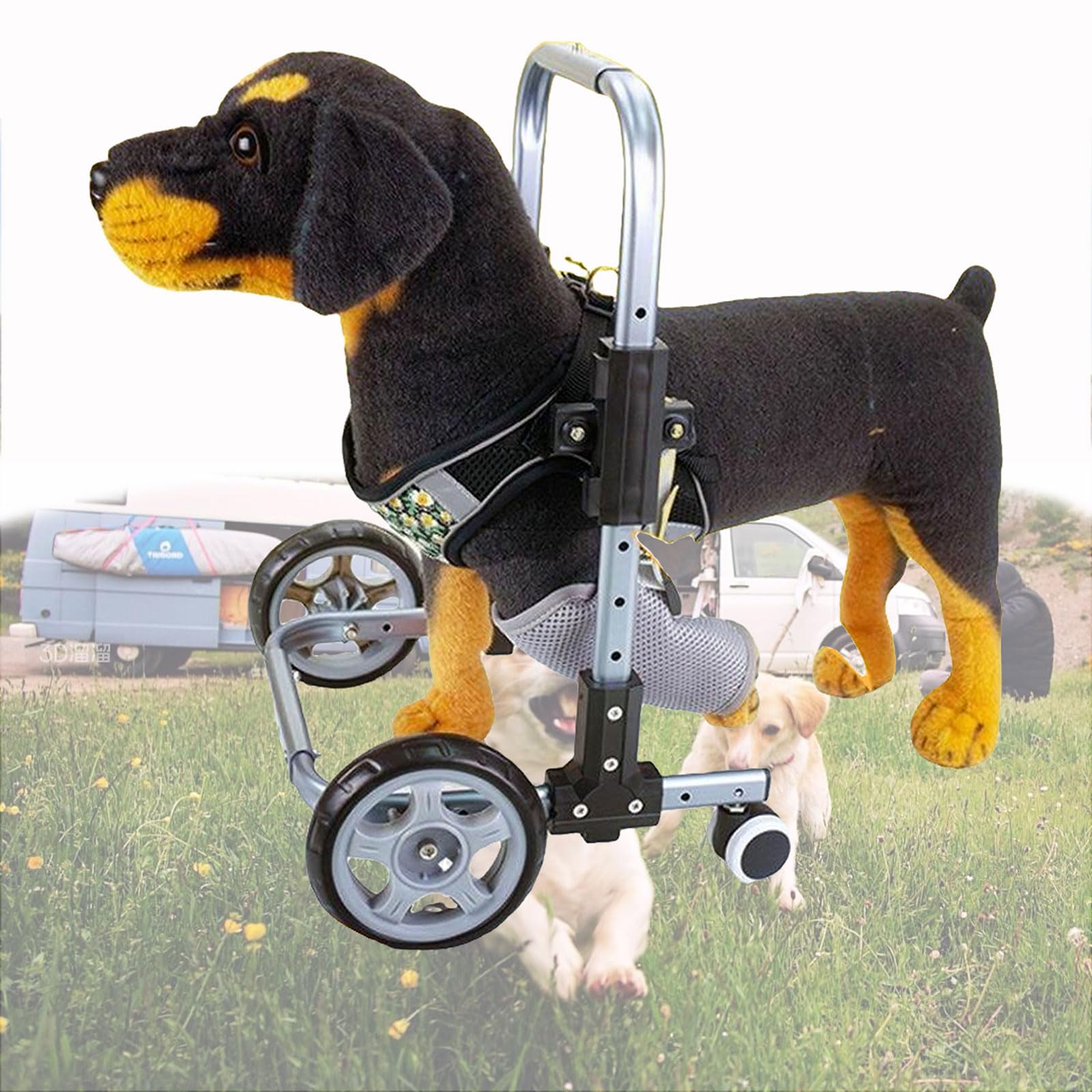 Silla de ruedas para patas delanteras con ayuda ajustable de movilidad para perro gris L