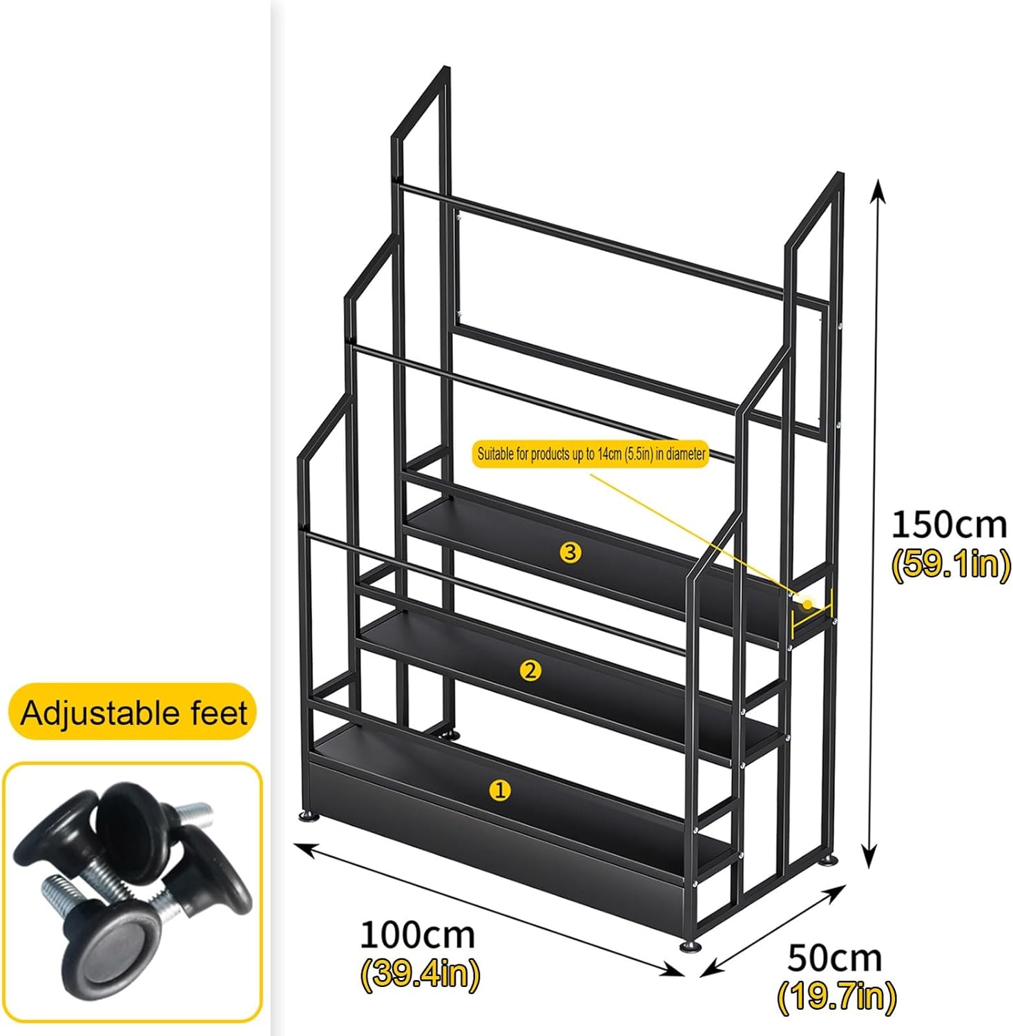 Commercial Textile Fabric Display Rack, Car Vinyl Wrap Holder, Floor Standing 3 Tier Heavy Duty Metal Storage Shelf for Wallpaper/PVC Tablecloth/Window Film Roll Or