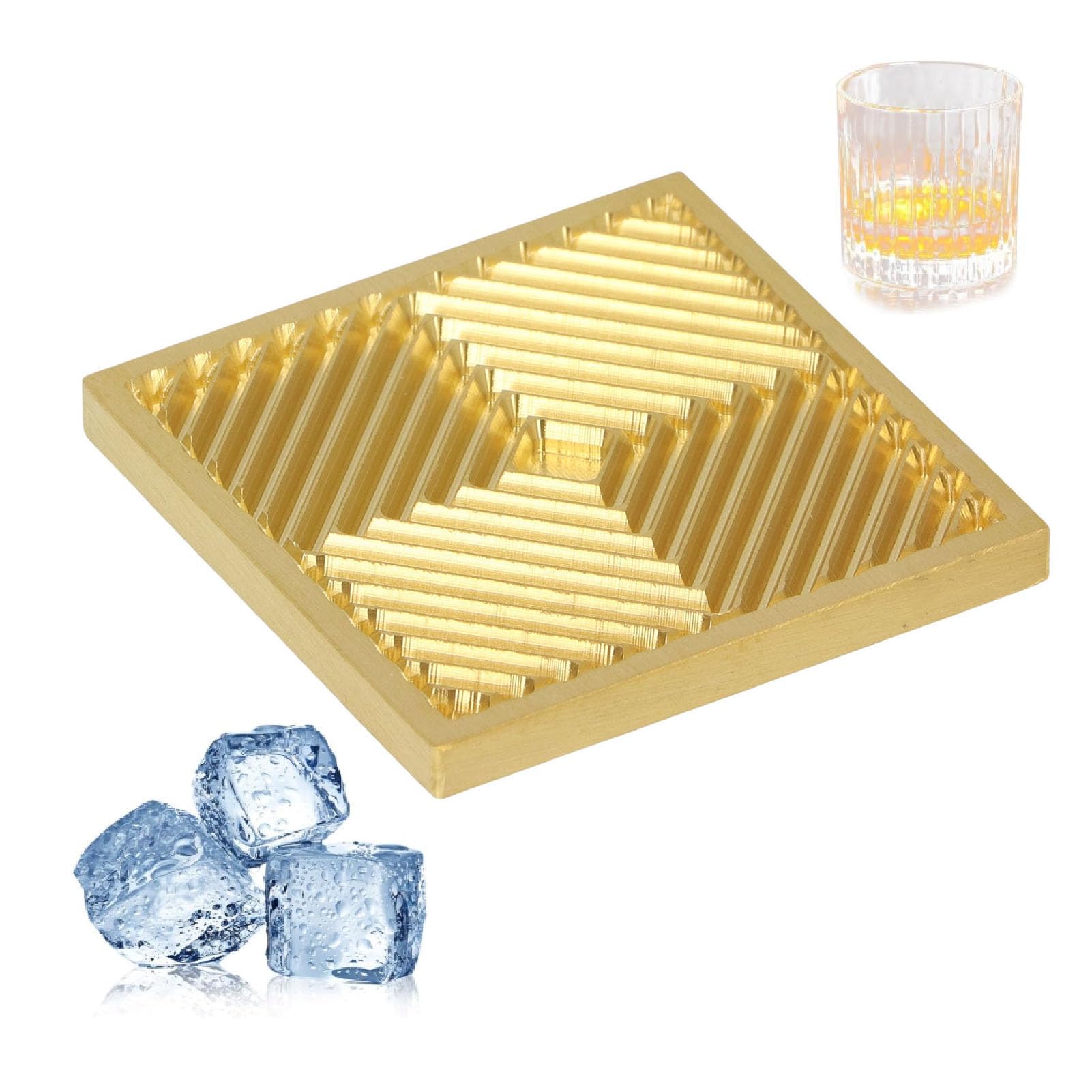 Bandeja de diseño para hacer cubitos de hielo, sello moderno para cubitos de hielo con prensa de hielo de cobre, crea impresiones únicas en 5 segundos para cócteles, (A03)