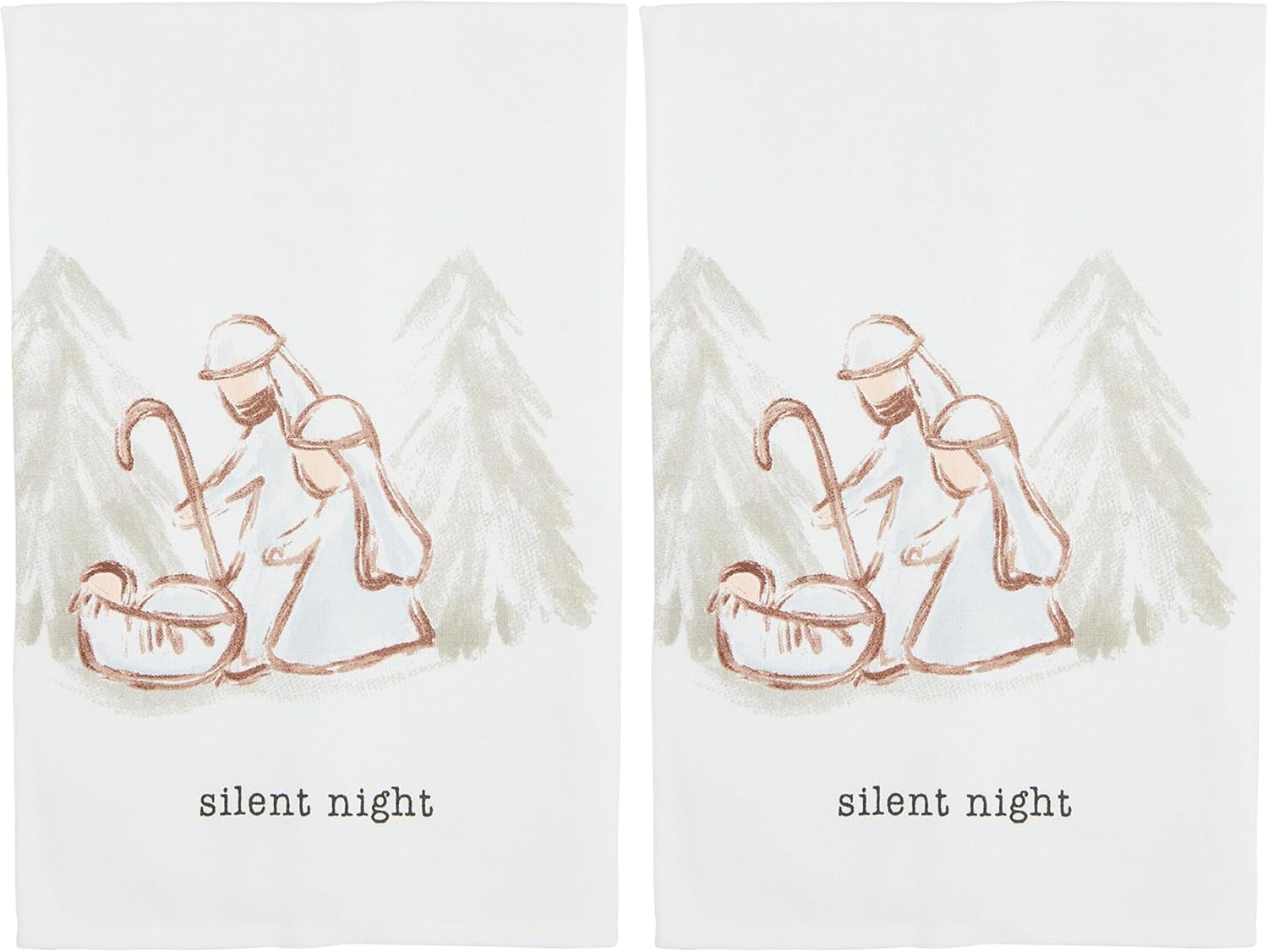 Mud Pie Nativity Cotton Towel, Silent, 26" x 16 1/2" (Pack of 2)