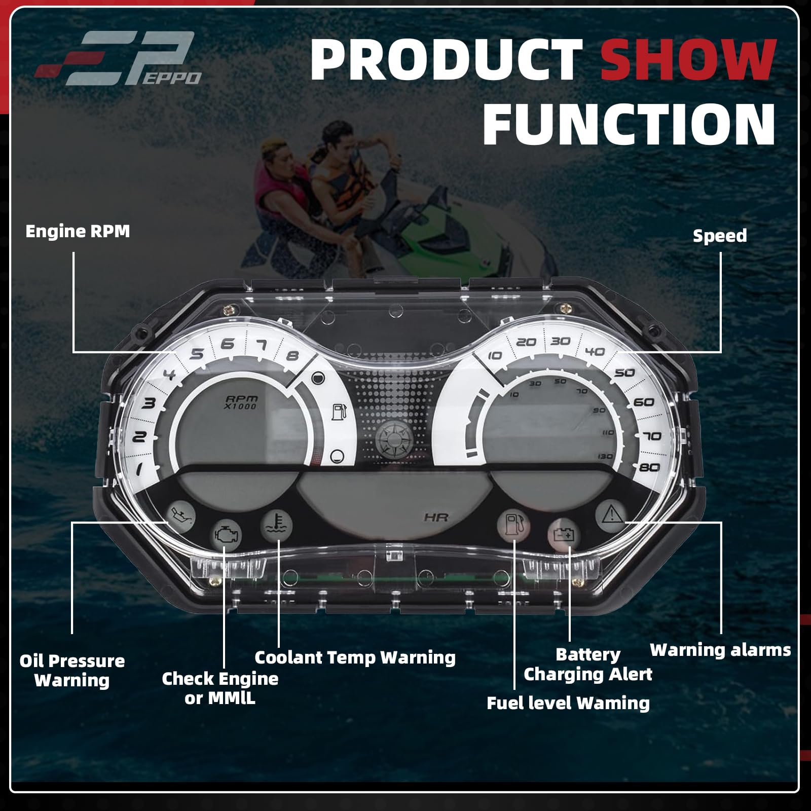 278002270 Jauge de compteur de vitesse LCD améliorée compatible avec Sea Doo GTX RXP RXT 2006-2011, aucune programmation nécessaire, design Plug and Play, remplace OEM # 278002144