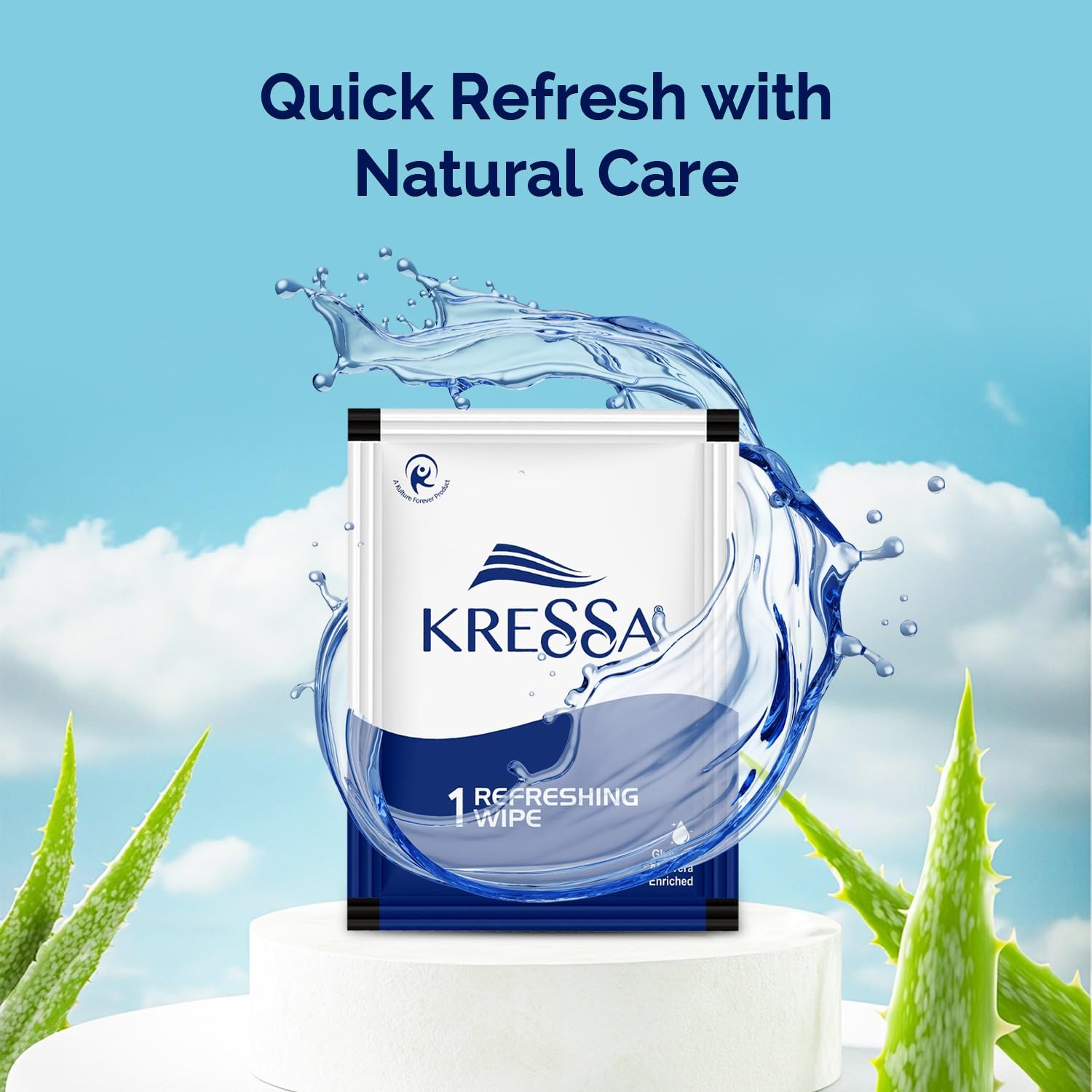 Kressa Refreshing and Cleansing Wet Wipes | PH Balanced | 1 X 50 pouch (50), Multicolour 2