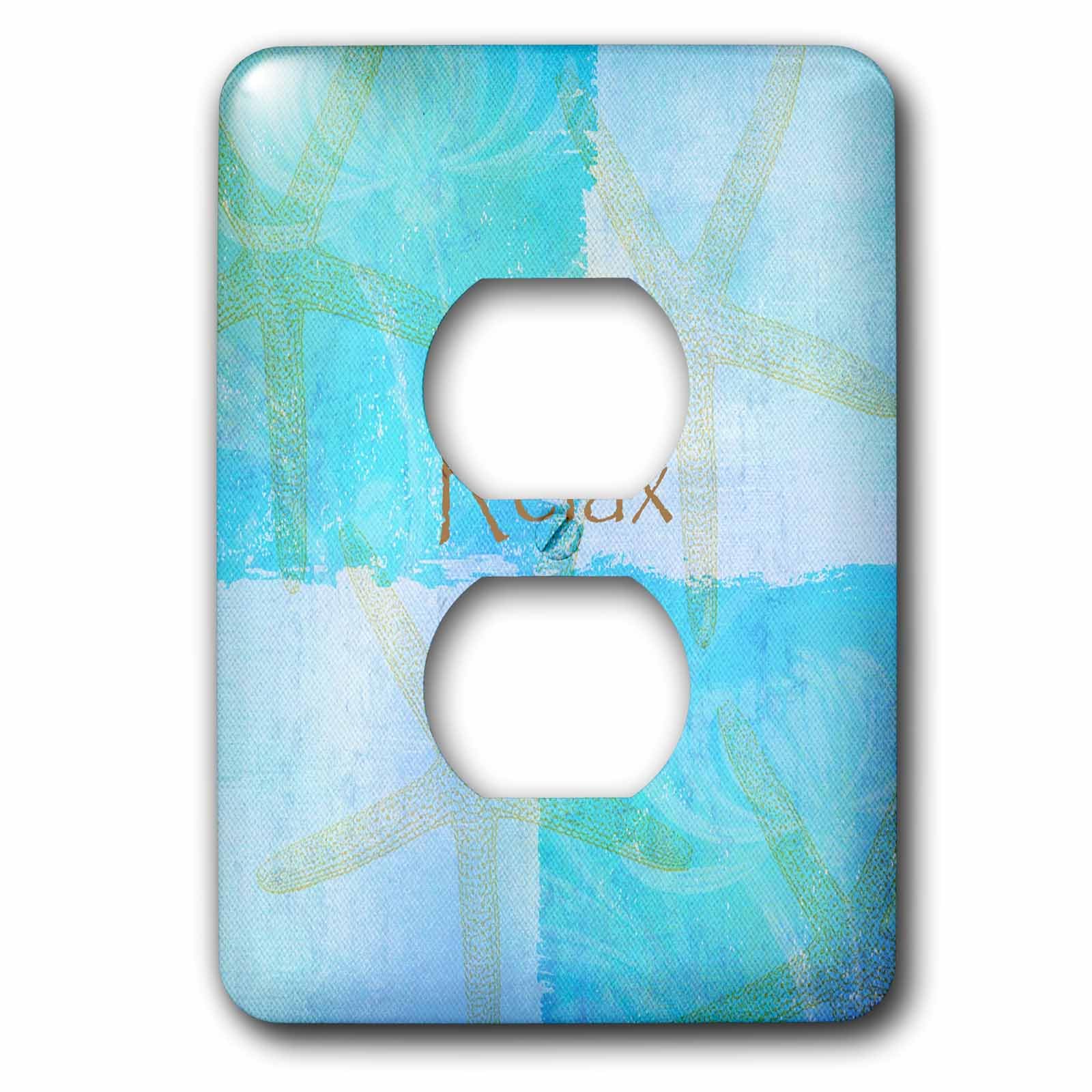 Coque de prise double theme marin bleu turquoise et etoile de mer aqua