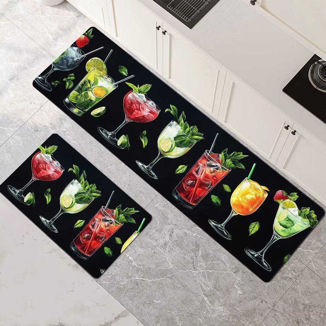 Alfombras de cocina de 2 piezas para suelos mojados con base superabsorbente
