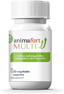 NIAM Laboratorios Ashwagandha KSM-66 & Saffron Supplement | Stress Relief, Mood & Emotional Balance | Vitamin B & Magnesium | Natural Pills for Mental Relaxation | 30 Capsules | AnimaFort Multi