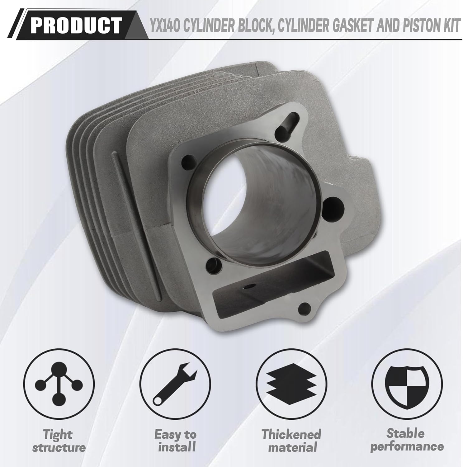 PowerMotor Motorcycle Cylinder Kit 56mm Bore Cylinder Replacement for YinXiang YX 140 140cc Dirt Pit Bike ATV Parts Horizontal Engine