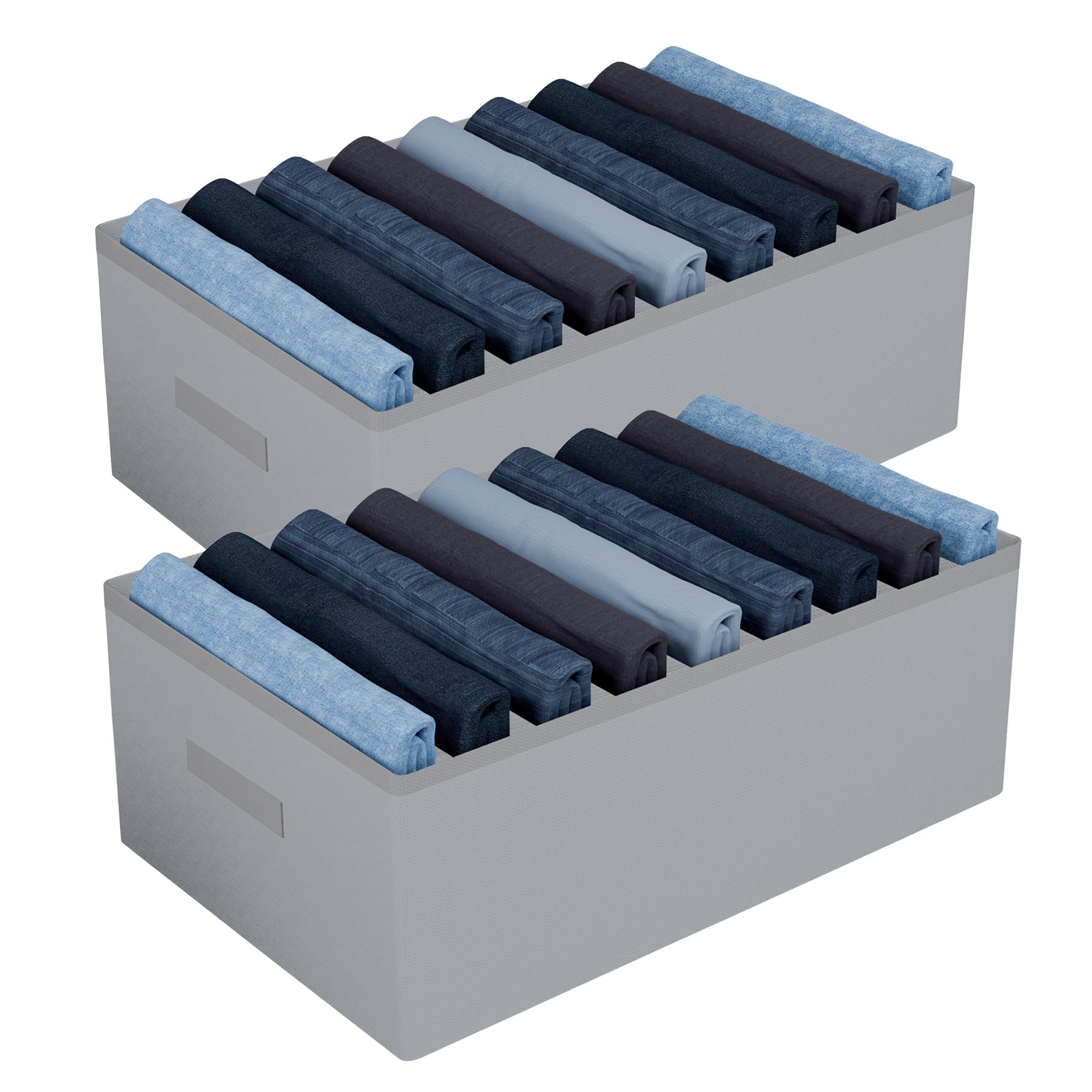 Kuber Industries Trouser Box | Wardrobe Organizer | Clothes Organizer | Storage Box for Pants-Shirt-Sweaters-Bra Panty-Socks | 9-Grid Closet Organizer | Plain | Large | Pack of 2 | Gray-image-45