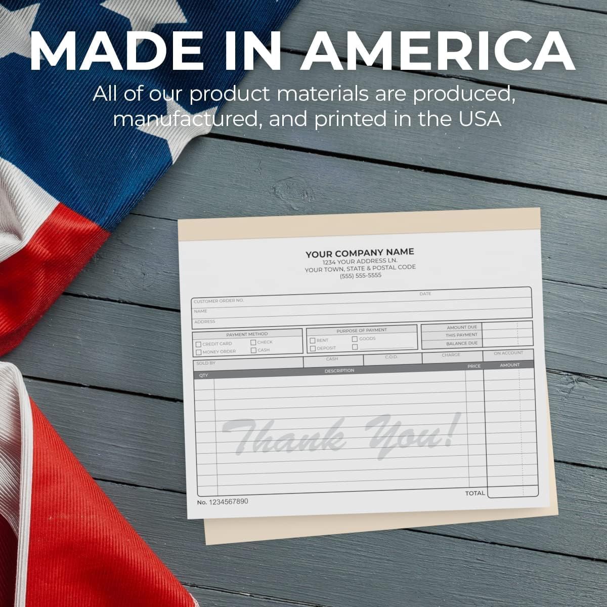Custom 8.5" x 7" Carbonless NCR Books in 2-Part Duplicate Invoices, Receipts, Work Orders, Sales Orders, Purchase Orders, Estimates, Quote Forms with Your Company/Business Name (300 Sets)