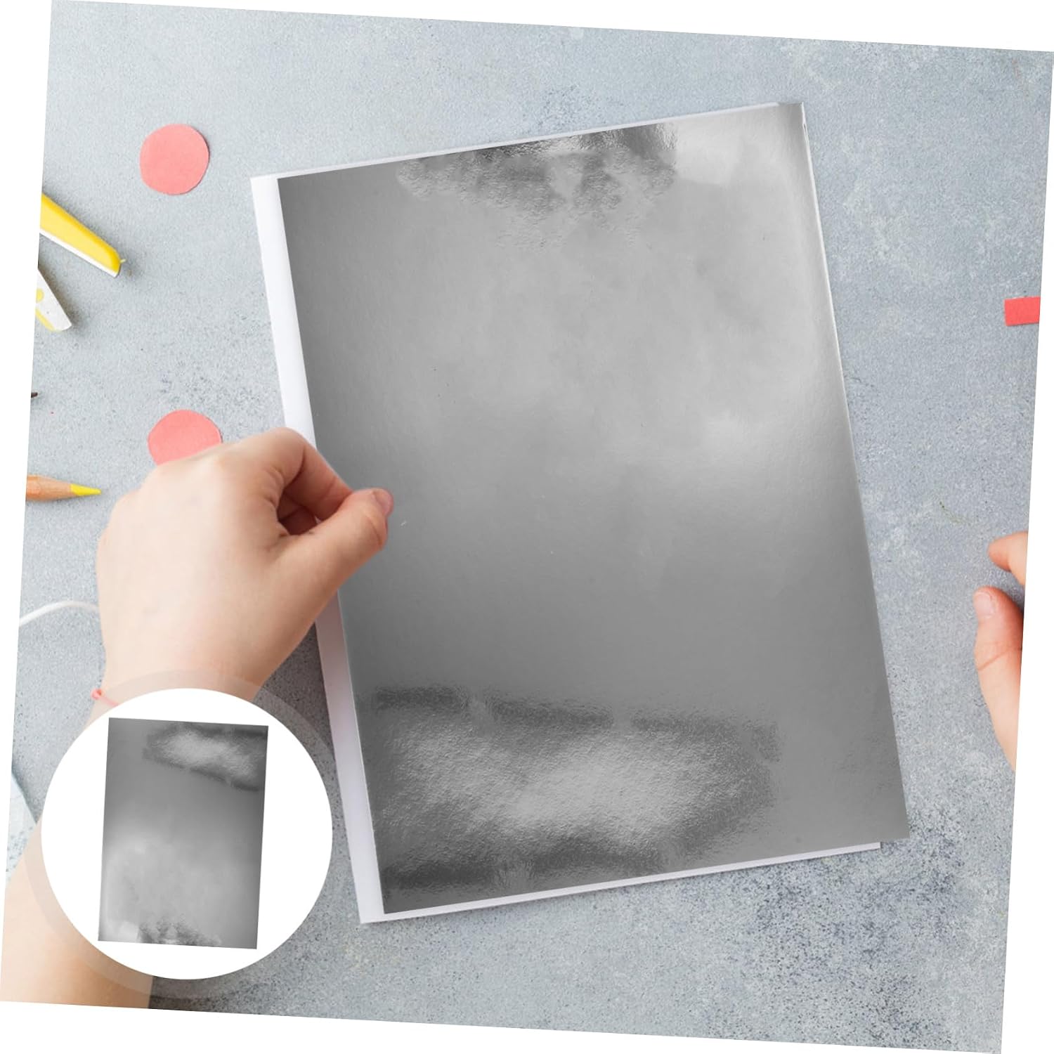 HOMSFOU 10sheets Silver Mirror Cardstock Reflective Foil Paper for Diy Crafts Invitations and Cardmaking Elegant Metallic Crafting Paper for Weddings and Celebrations